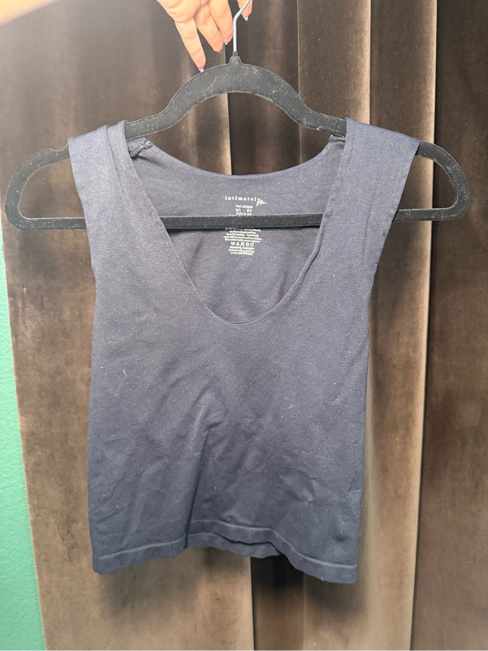 Free People Navy Ribbed Scoop Neck Tank